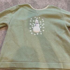 Green Snowman Embroidered Women's Sweater